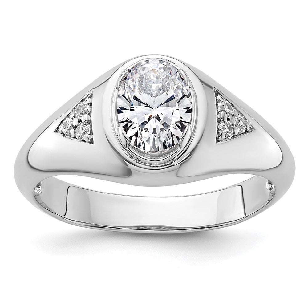 14K Weißgold Ring mit 1 ct. Labor-Diamant, oval, VS/SI+ G+, Herren