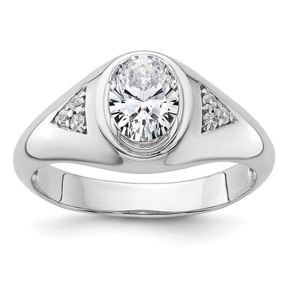 14K Weißgold Ring mit 1 ct. Labor-Diamant, oval, VS/SI+ G+, Herren
