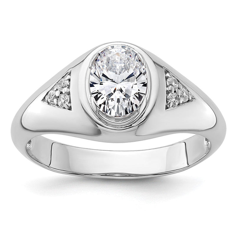 14K Weißgold Ring mit 1 ct. Labor-Diamant, oval, VS/SI+ G+, Herren