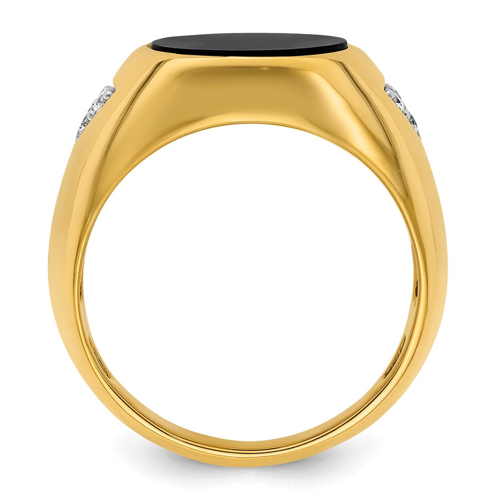 10K Gelbgold 1/6 Ct. Im Labor Gezüchtet Diamant Vs/si+ G+ und Onyx Herren Ring