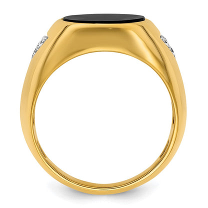 10K Gelbgold 1/6 Ct. Im Labor Gezüchtet Diamant Vs/si+ G+ und Onyx Herren Ring