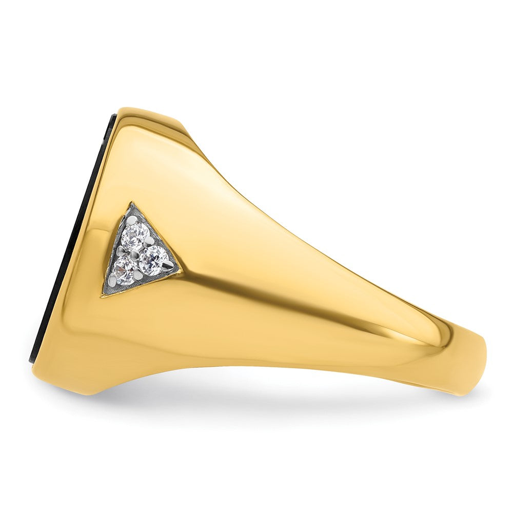10K Gelbgold 1/6 Ct. Im Labor Gezüchtet Diamant Vs/si+ G+ und Onyx Herren Ring