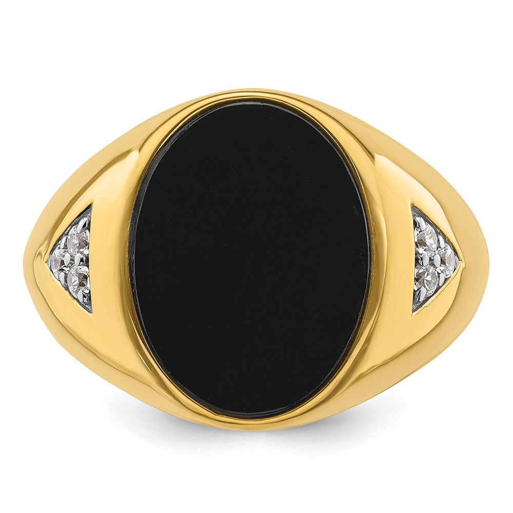 10K Gelbgold 1/6 Ct. Im Labor Gezüchtet Diamant Vs/si+ G+ und Onyx Herren Ring