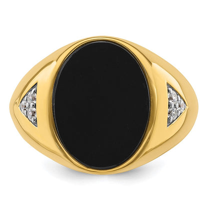 10K Gelbgold 1/6 Ct. Im Labor Gezüchtet Diamant Vs/si+ G+ und Onyx Herren Ring