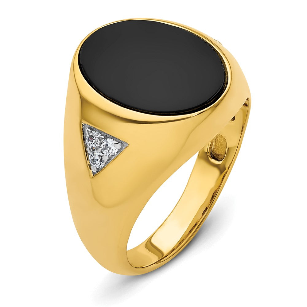 10K Gelbgold 1/6 Ct. Im Labor Gezüchtet Diamant Vs/si+ G+ und Onyx Herren Ring