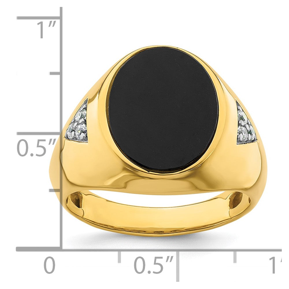 14K Gelbgold 1/6 Ct. Im Labor Gezüchtet Diamant Vs/si+ G+ und Onyx Komplett Herren Ring