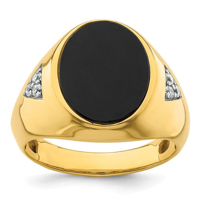 10K Gelbgold 1/6 Ct. Im Labor Gezüchtet Diamant Vs/si+ G+ und Onyx Herren Ring