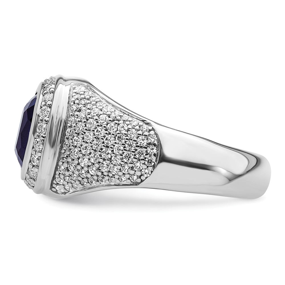 14K Weißgold 1 Ct. Im Labor Gezüchtet Diamant Vs/si+ G+ und Erzeugt Blau Saphir Herren