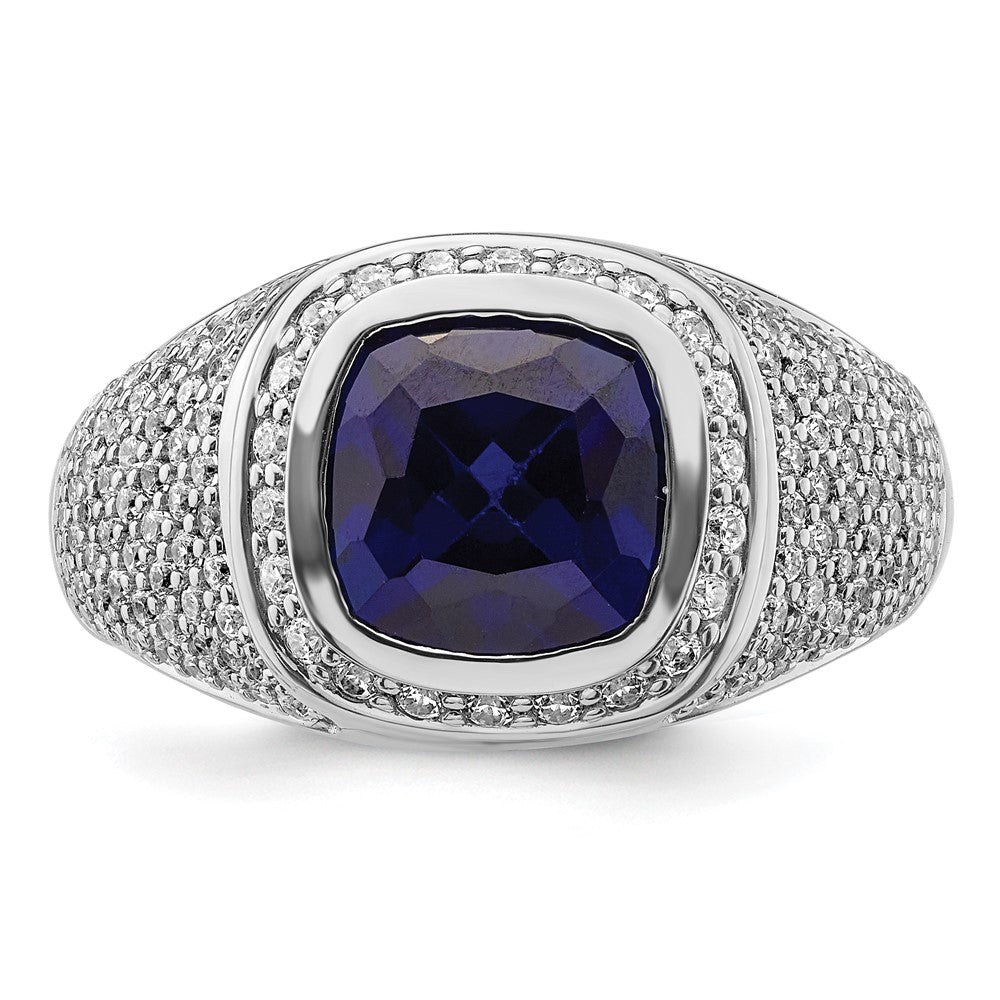 14K Weißgold 1 Ct. Im Labor Gezüchtet Diamant Vs/si+ G+ und Erzeugt Blau Saphir Herren