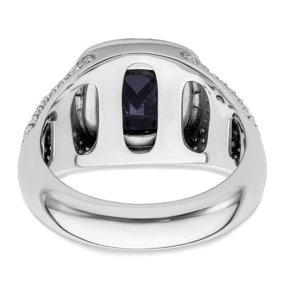 14K Weißgold 1 Ct. Im Labor Gezüchtet Diamant Vs/si+ G+ und Erzeugt Blau Saphir Herren