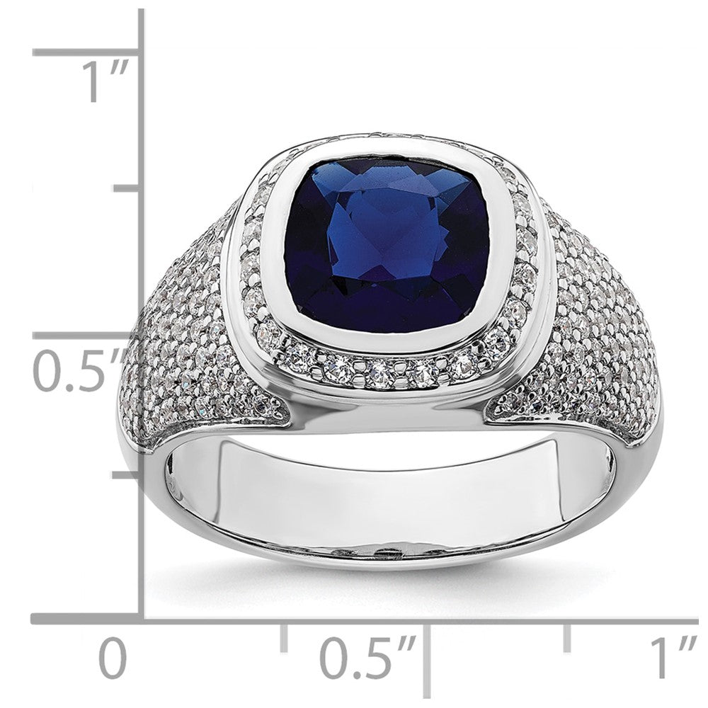 14K Weißgold 1 Ct. Im Labor Gezüchtet Diamant Vs/si+ G+ und Erzeugt Blau Saphir Herren