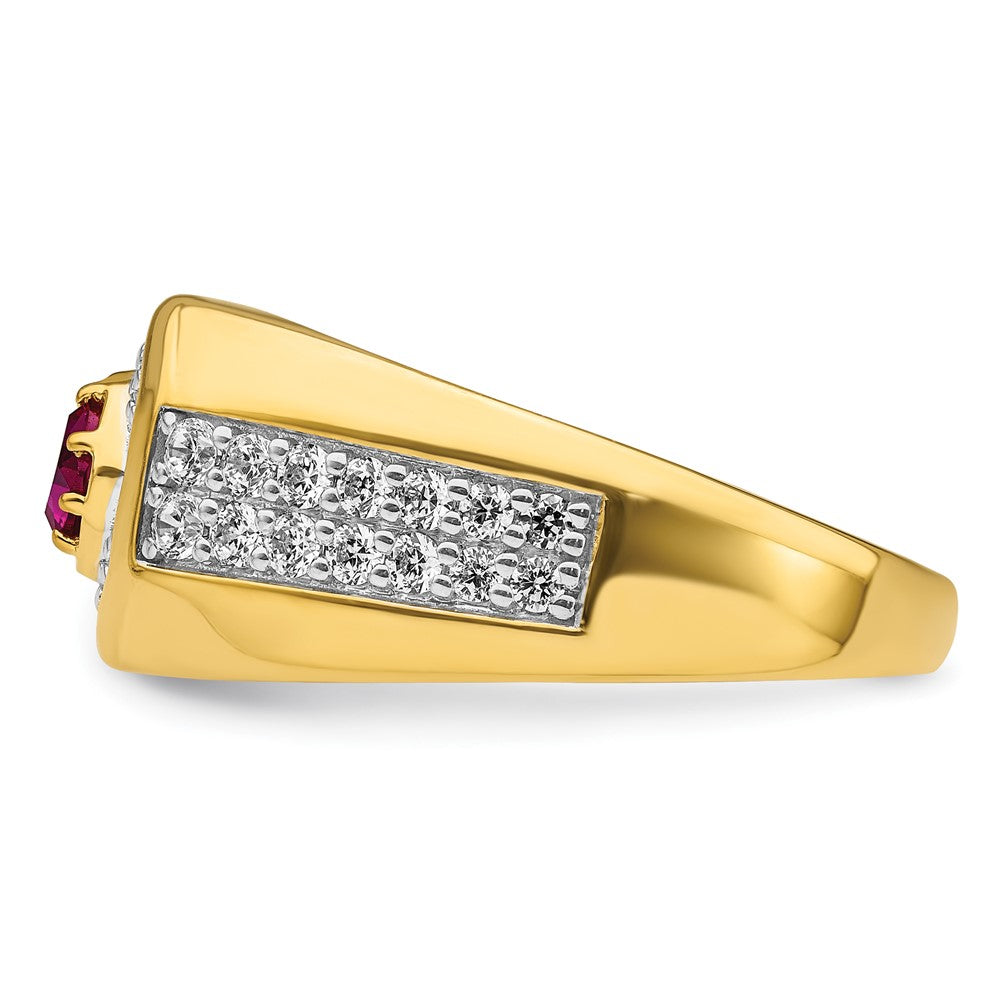 14K Gelbgold 5/8 ct Im Labor Gezüchtet Diamant Vs/si+ G+ & Cr Rubin Komplett Herren Ring
