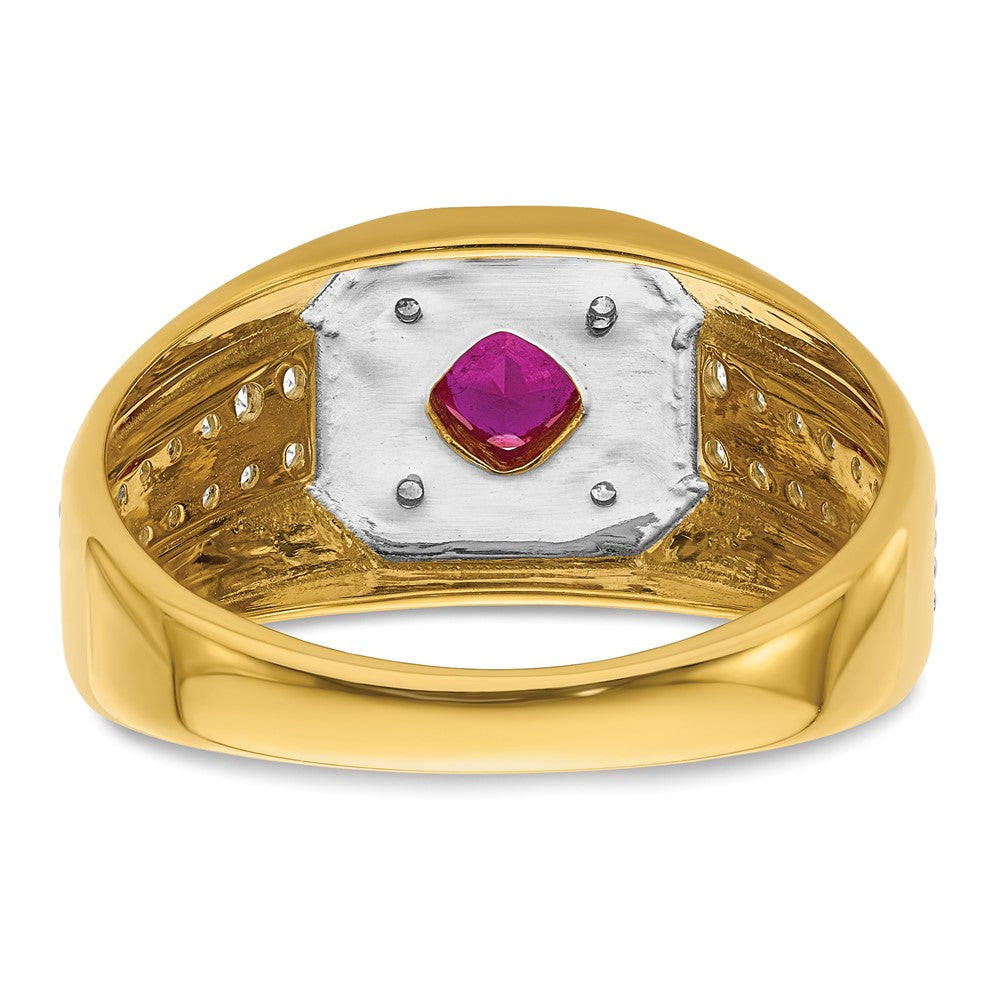 14K Gelbgold 5/8 ct Im Labor Gezüchtet Diamant Vs/si+ G+ & Cr Rubin Komplett Herren Ring