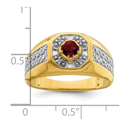 14K Gelbgold 5/8 ct Im Labor Gezüchtet Diamant Vs/si+ G+ & Cr Rubin Komplett Herren Ring