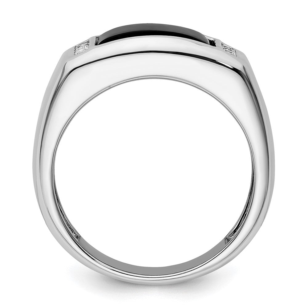14K Weißgold 1/5 Ct. Im Labor Gezüchtet Diamant Vs/si+ G+ und Onyx Herren Ring