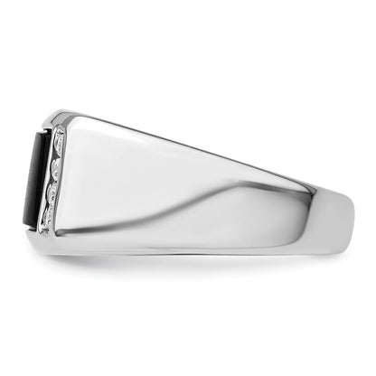 14K Weißgold 1/5 Ct. Im Labor Gezüchtet Diamant Vs/si+ G+ und Onyx Herren Ring