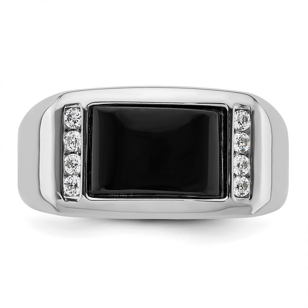 14K Weißgold 1/5 Ct. Im Labor Gezüchtet Diamant Vs/si+ G+ und Onyx Herren Ring