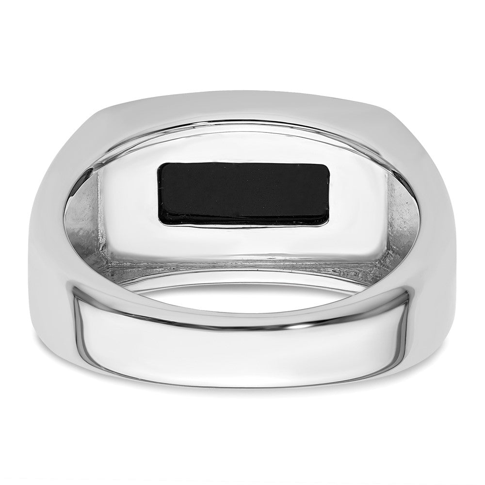 14K Weißgold 1/5 Ct. Im Labor Gezüchtet Diamant Vs/si+ G+ und Onyx Herren Ring