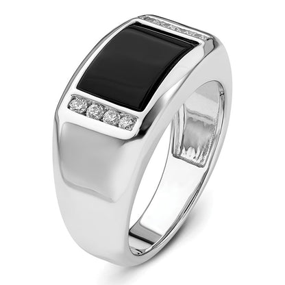 14K Weißgold 1/5 Ct. Im Labor Gezüchtet Diamant Vs/si+ G+ und Onyx Herren Ring