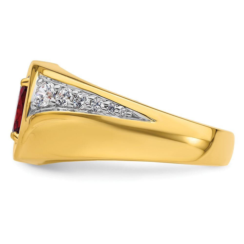 14K Gelbgold 3/8 ct Im Labor Gezüchtet Diamant Vs/si+ G+ & Cr Rubin Komplett Herren Ring