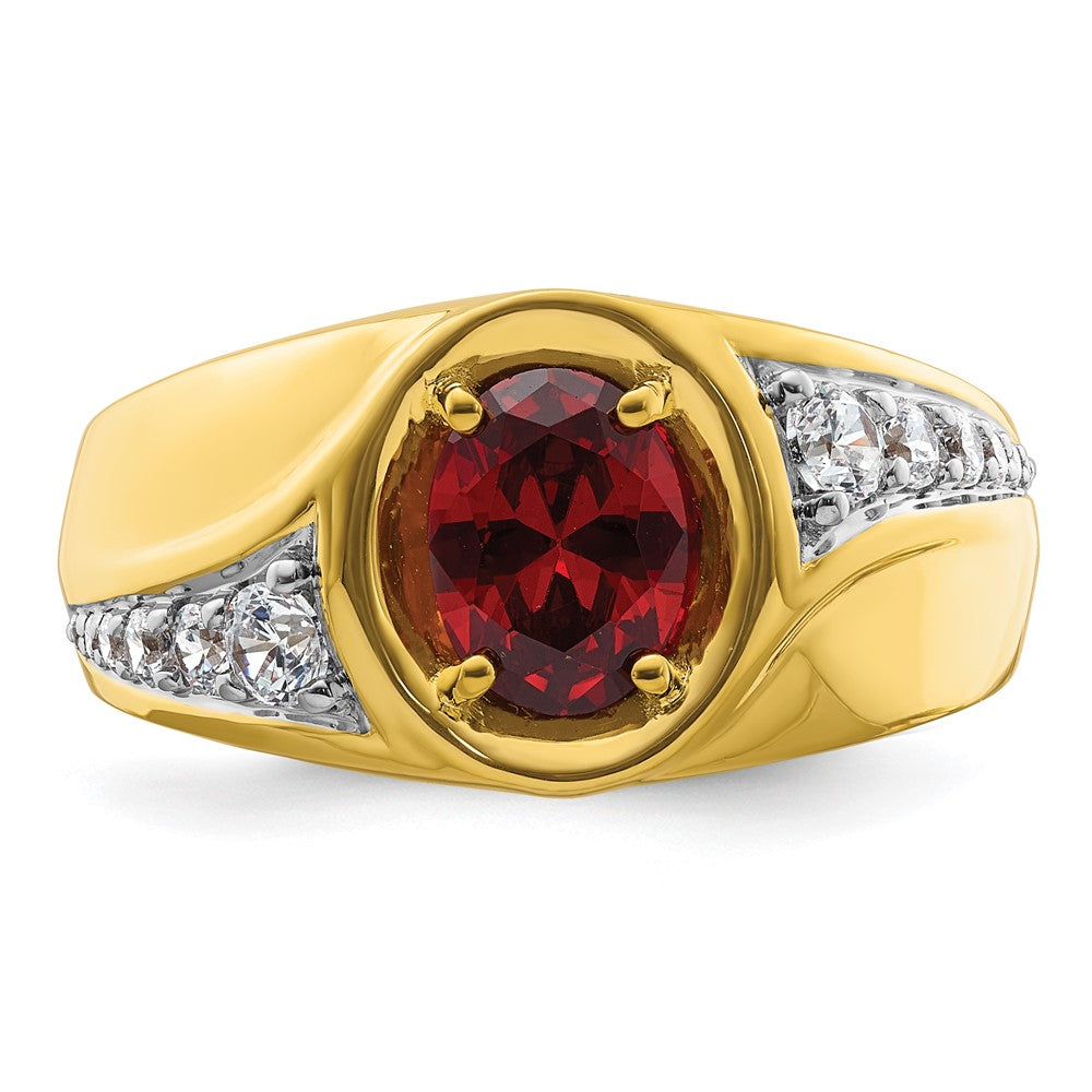 14K Gelbgold 3/8 ct Im Labor Gezüchtet Diamant Vs/si+ G+ & Cr Rubin Komplett Herren Ring