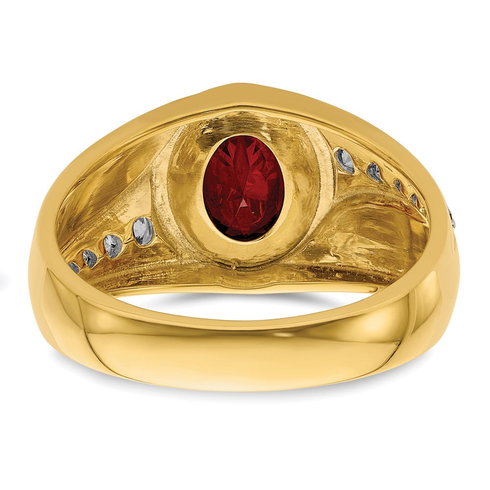 14K Gelbgold 3/8 ct Im Labor Gezüchtet Diamant Vs/si+ G+ & Cr Rubin Komplett Herren Ring