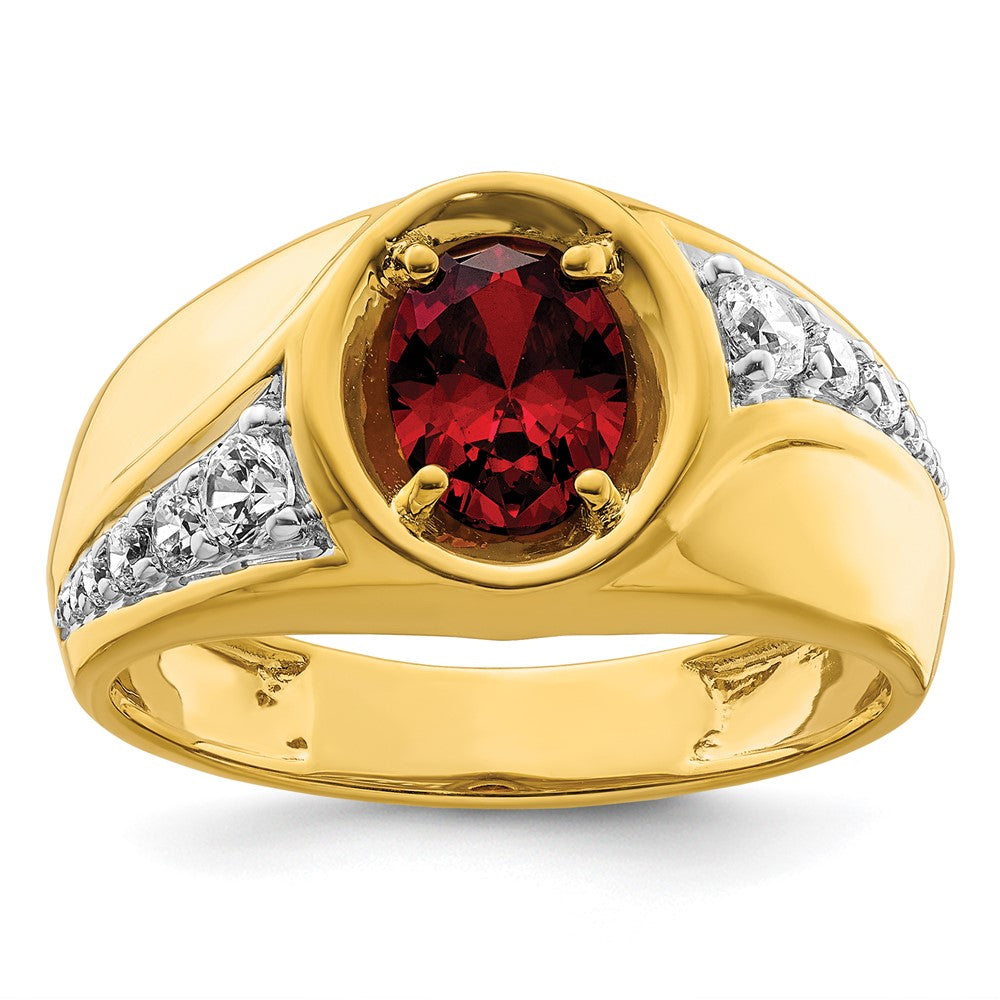 14K Gelbgold 3/8 ct Im Labor Gezüchtet Diamant Vs/si+ G+ & Cr Rubin Komplett Herren Ring