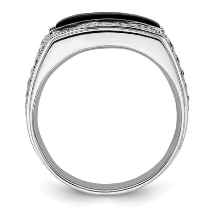 14K Weißgold 1 Ct. Im Labor Gezüchtet Diamant Vs/si+ G+ und Onyx Herren Ring