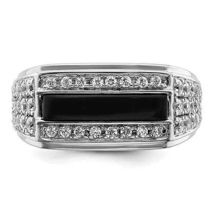 14K Weißgold 1 Ct. Im Labor Gezüchtet Diamant Vs/si+ G+ und Onyx Herren Ring