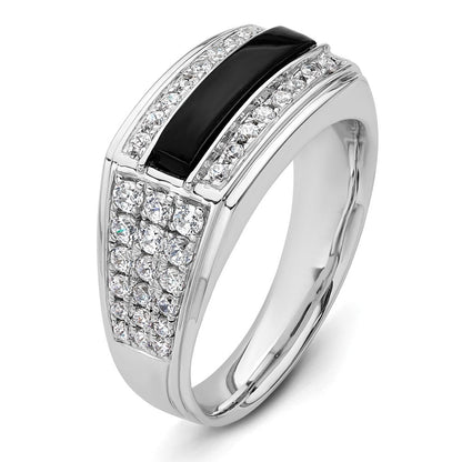 14K Weißgold 1 Ct. Im Labor Gezüchtet Diamant Vs/si+ G+ und Onyx Herren Ring