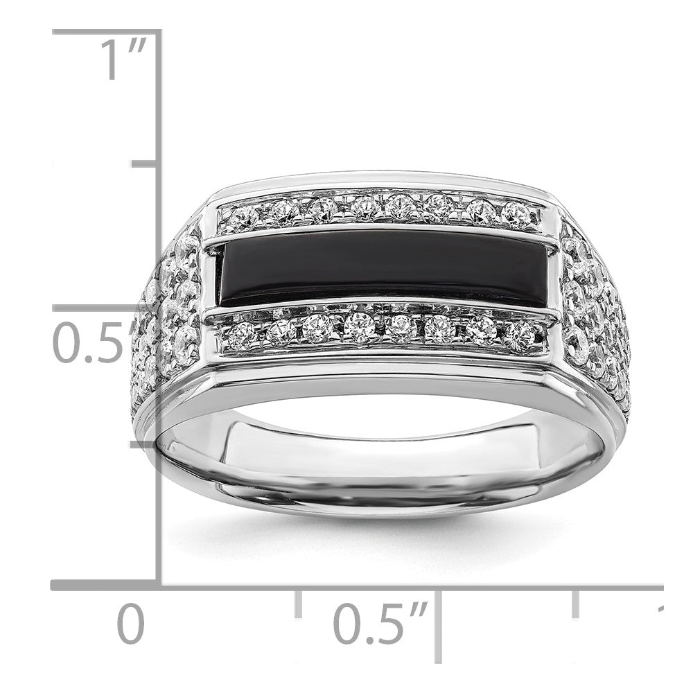 14K Weißgold 1 Ct. Im Labor Gezüchtet Diamant Vs/si+ G+ und Onyx Herren Ring