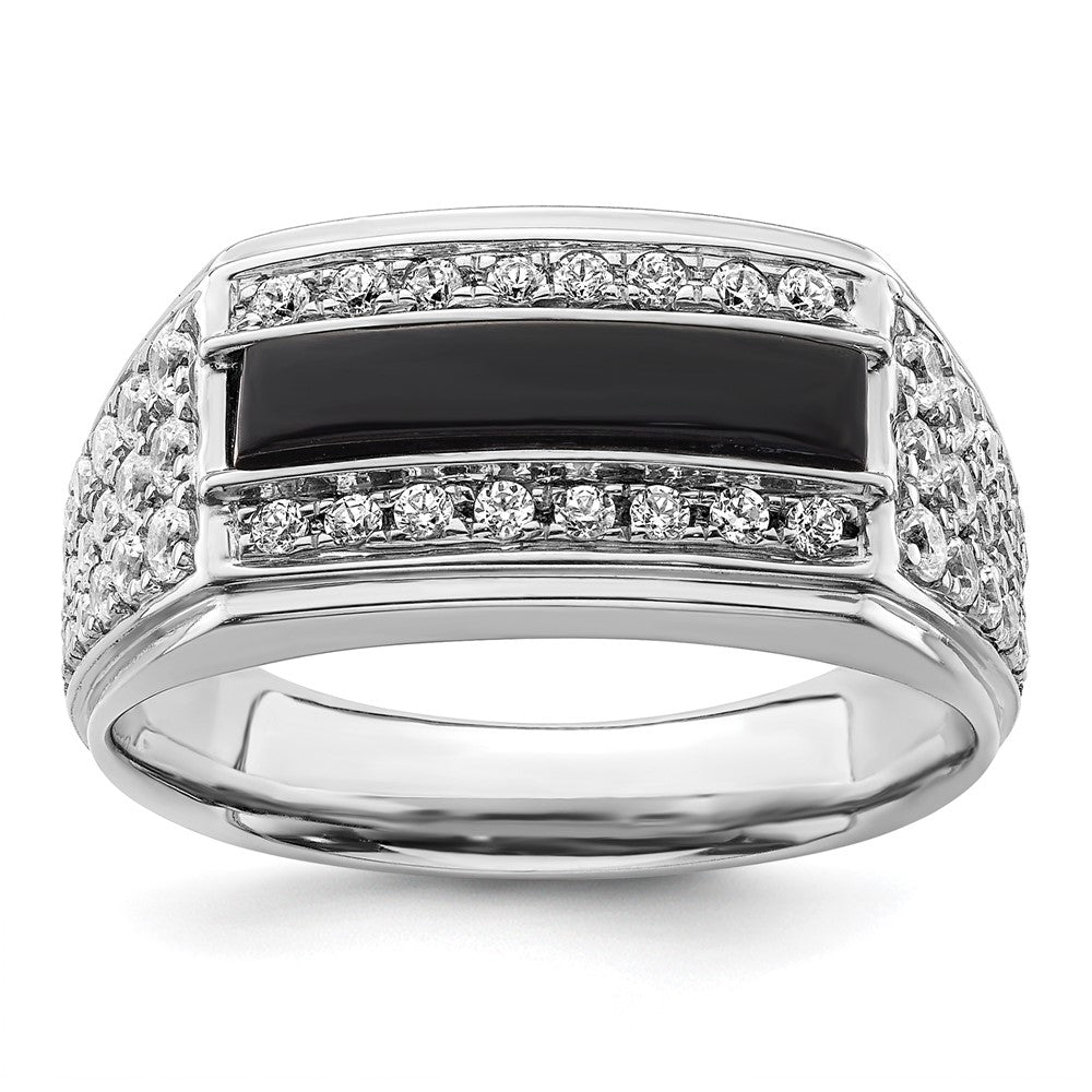 14K Weißgold 1 Ct. Im Labor Gezüchtet Diamant Vs/si+ G+ und Onyx Herren Ring