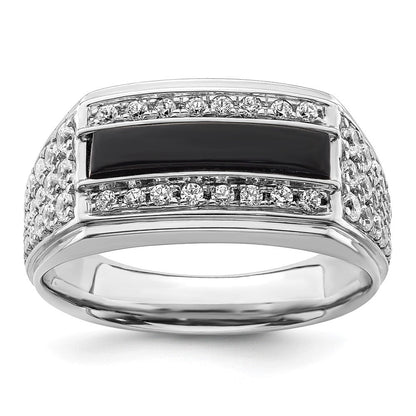 14K Weißgold 1 Ct. Im Labor Gezüchtet Diamant Vs/si+ G+ und Onyx Herren Ring