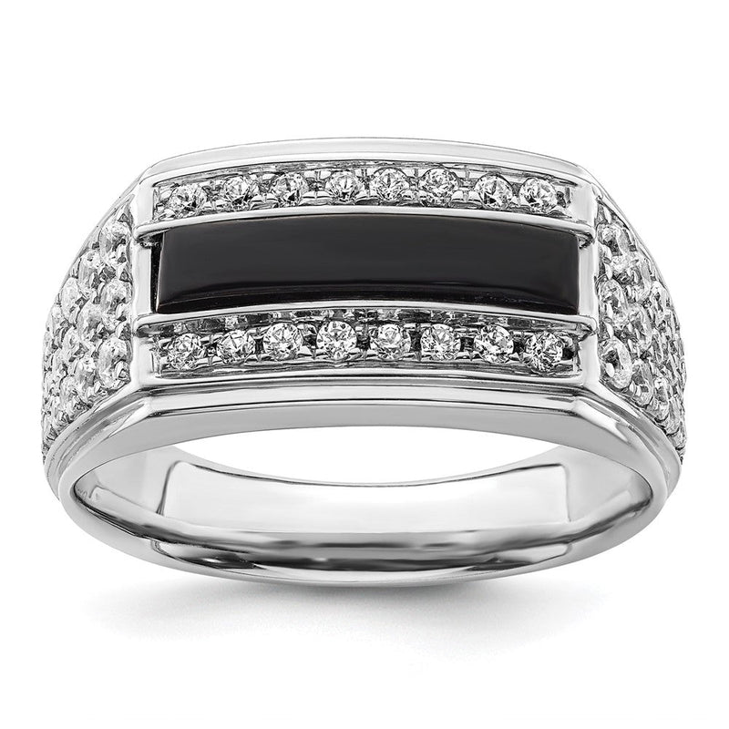 14K Weißgold 1 Ct. Im Labor Gezüchtet Diamant Vs/si+ G+ und Onyx Herren Ring