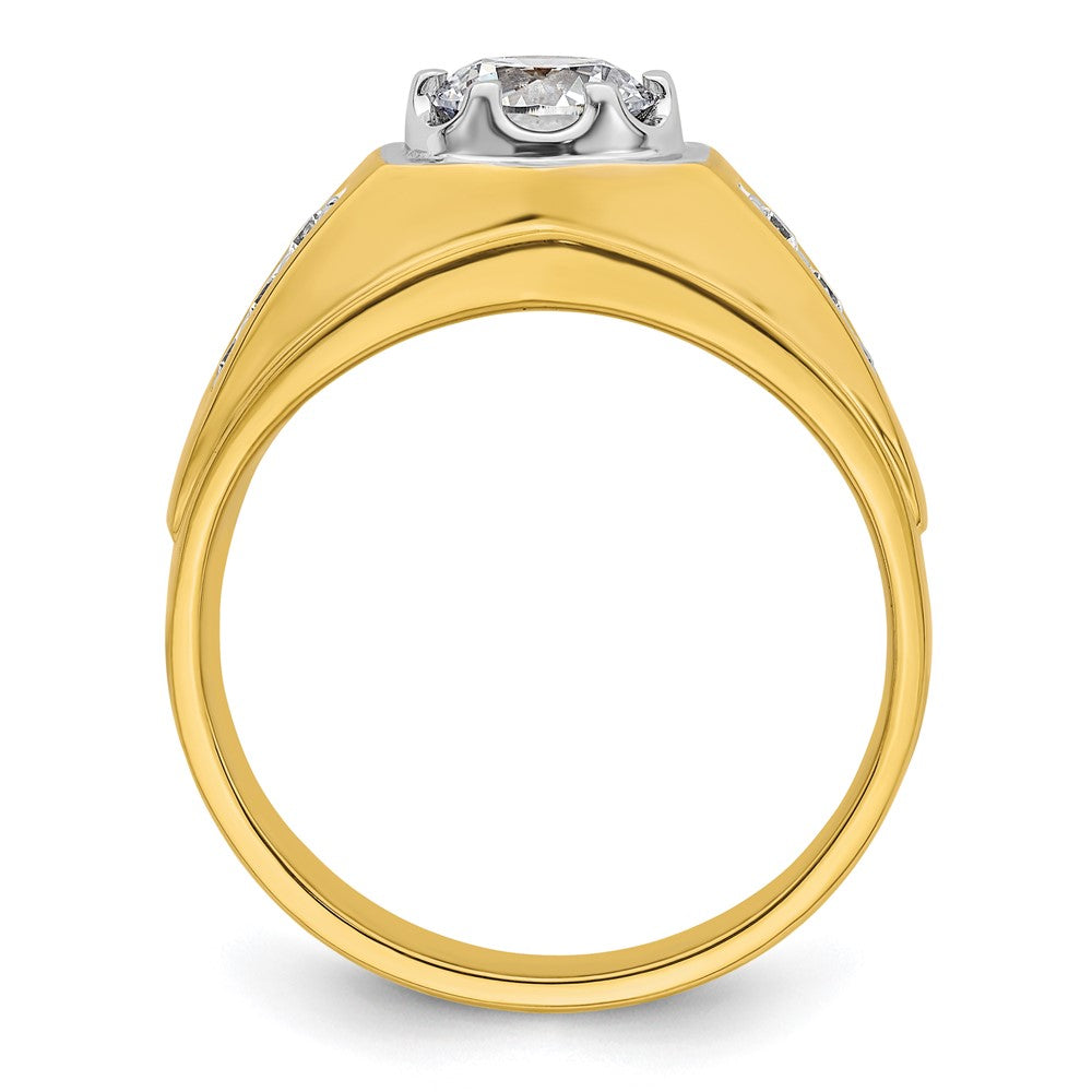 14K Bicolor Herrenring mit 1,2 ct. Labor gezüchteten Diamanten, VS/SI+ G+, poliert