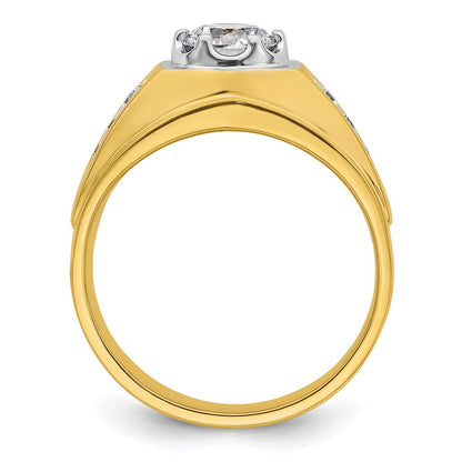 14K Bicolor Herrenring mit 1,2 ct. Labor gezüchteten Diamanten, VS/SI+ G+, poliert