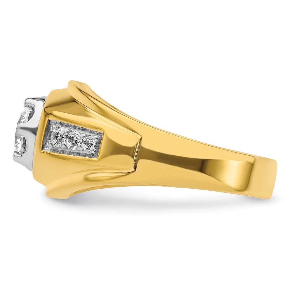 14K Bicolor Herrenring mit 1,2 ct. Labor gezüchteten Diamanten, VS/SI+ G+, poliert