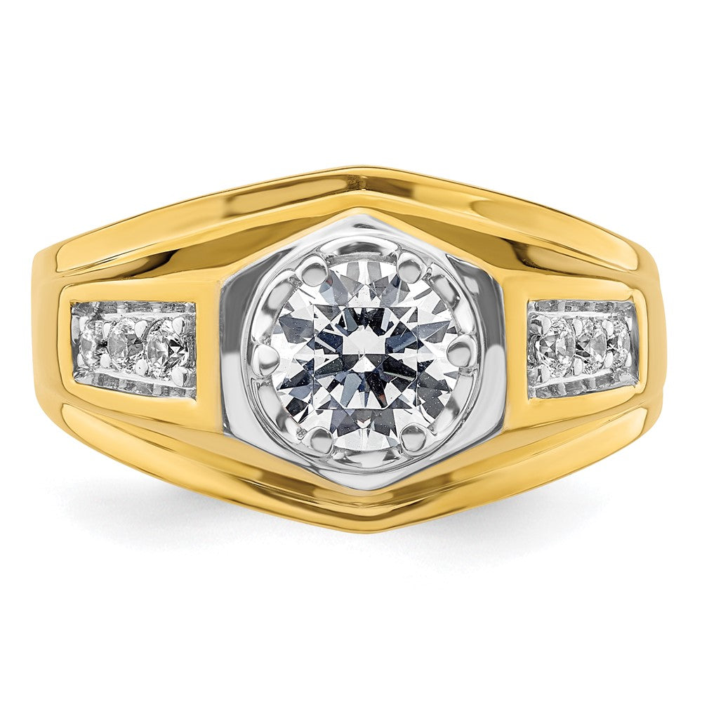 14K Bicolor Herrenring mit 1,2 ct. Labor gezüchteten Diamanten, VS/SI+ G+, poliert