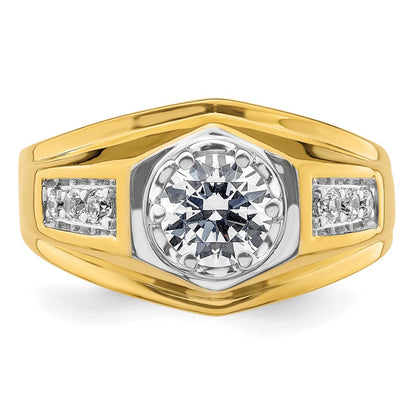 14K Bicolor Herrenring mit 1,2 ct. Labor gezüchteten Diamanten, VS/SI+ G+, poliert