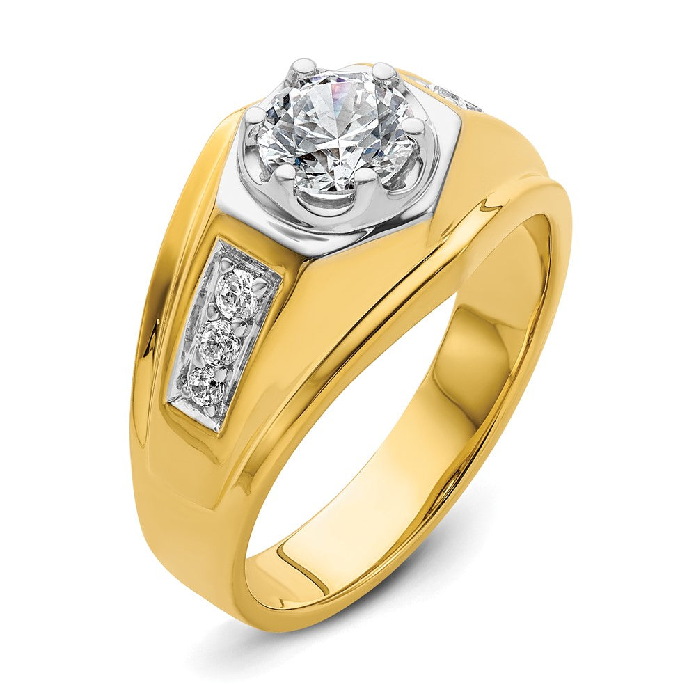14K Bicolor Herrenring mit 1,2 ct. Labor gezüchteten Diamanten, VS/SI+ G+, poliert
