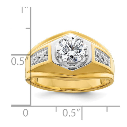 14K Bicolor Herrenring mit 1,2 ct. Labor gezüchteten Diamanten, VS/SI+ G+, poliert