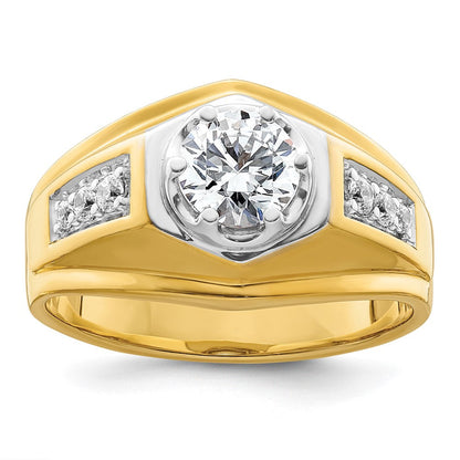 14K Bicolor Herrenring mit 1,2 ct. Labor gezüchteten Diamanten, VS/SI+ G+, poliert