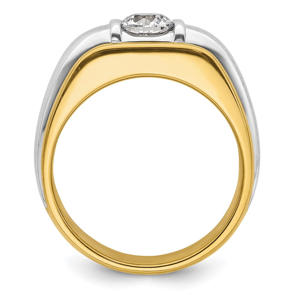 14K Bicolor Herrenring mit 0,75 ct. Labor-gezüchteten Diamanten VS/SI+ G+, poliert und satiniert