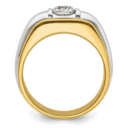 14K Bicolor Herrenring mit 0,75 ct. Labor-gezüchteten Diamanten VS/SI+ G+, poliert und satiniert