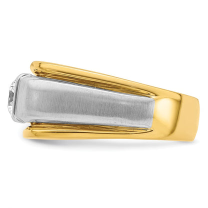 14K Bicolor Herrenring mit 0,75 ct. Labor-gezüchteten Diamanten VS/SI+ G+, poliert und satiniert