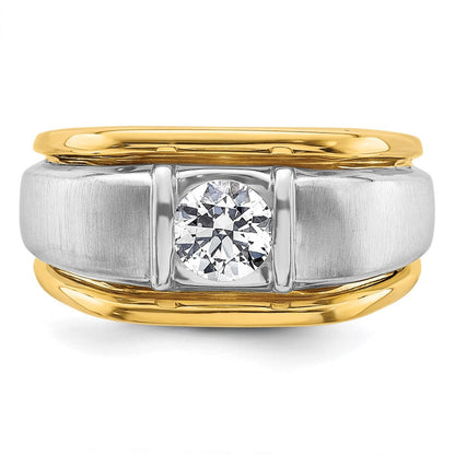 14K Bicolor Herrenring mit 0,75 ct. Labor-gezüchteten Diamanten VS/SI+ G+, poliert und satiniert
