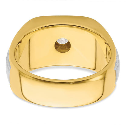 14K Bicolor Herrenring mit 0,75 ct. Labor-gezüchteten Diamanten VS/SI+ G+, poliert und satiniert