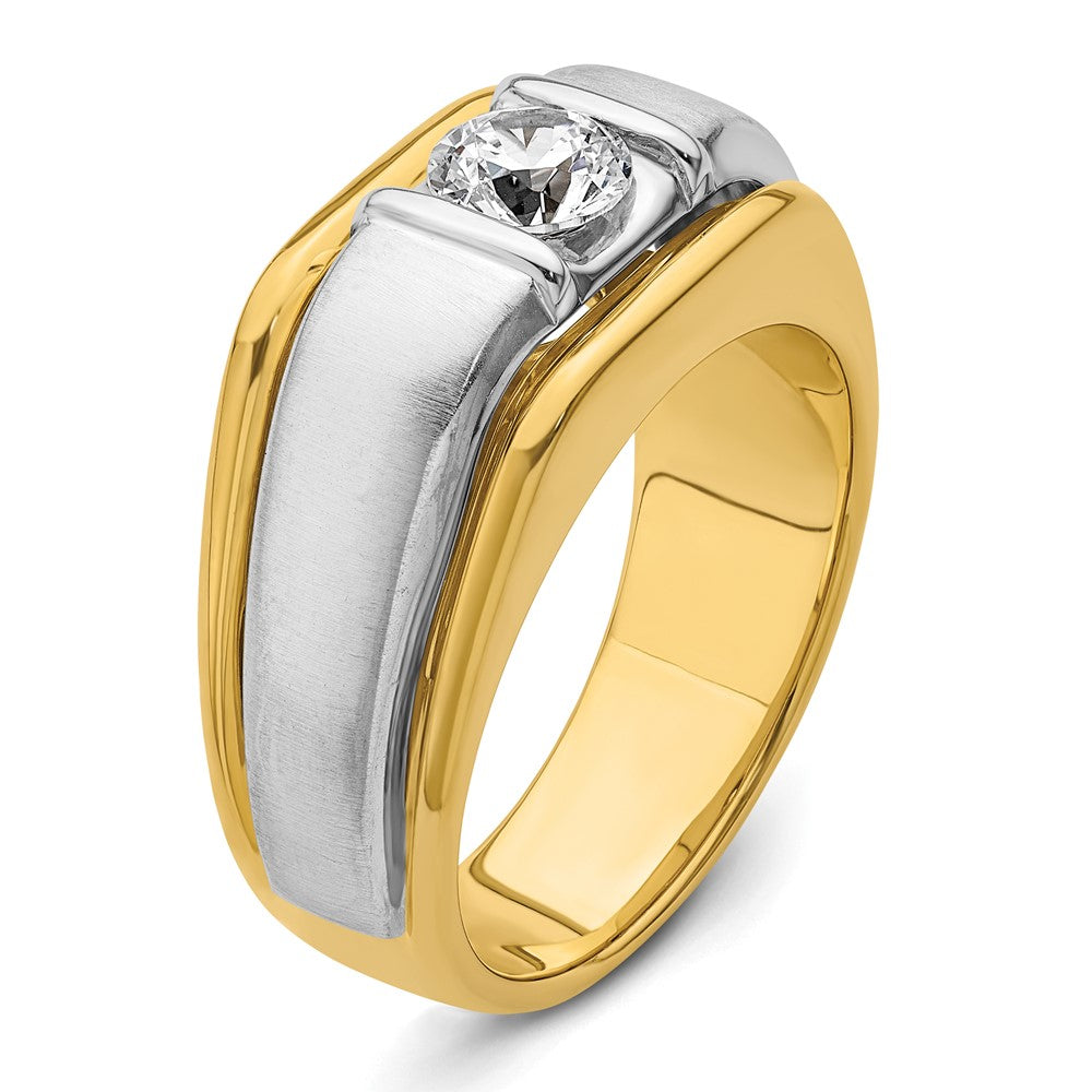 14K Bicolor Herrenring mit 0,75 ct. Labor-gezüchteten Diamanten VS/SI+ G+, poliert und satiniert