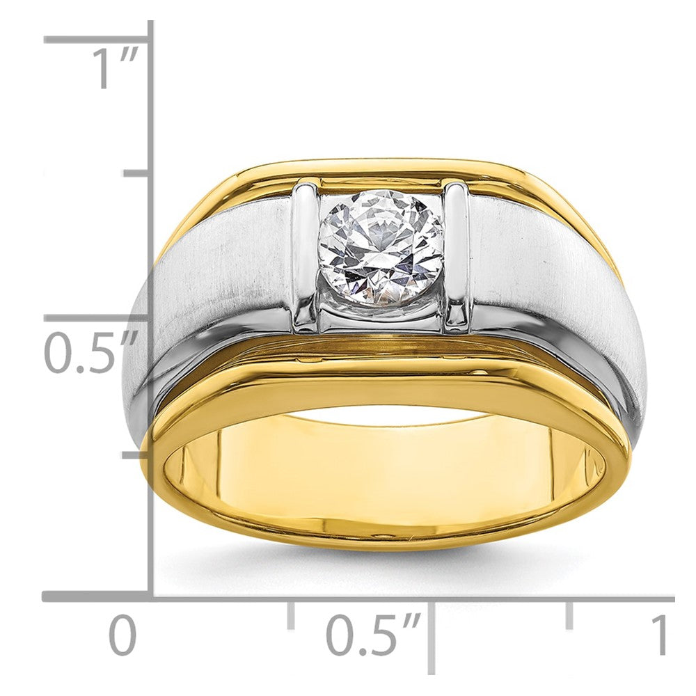 14K Bicolor Herrenring mit 0,75 ct. Labor-gezüchteten Diamanten VS/SI+ G+, poliert und satiniert