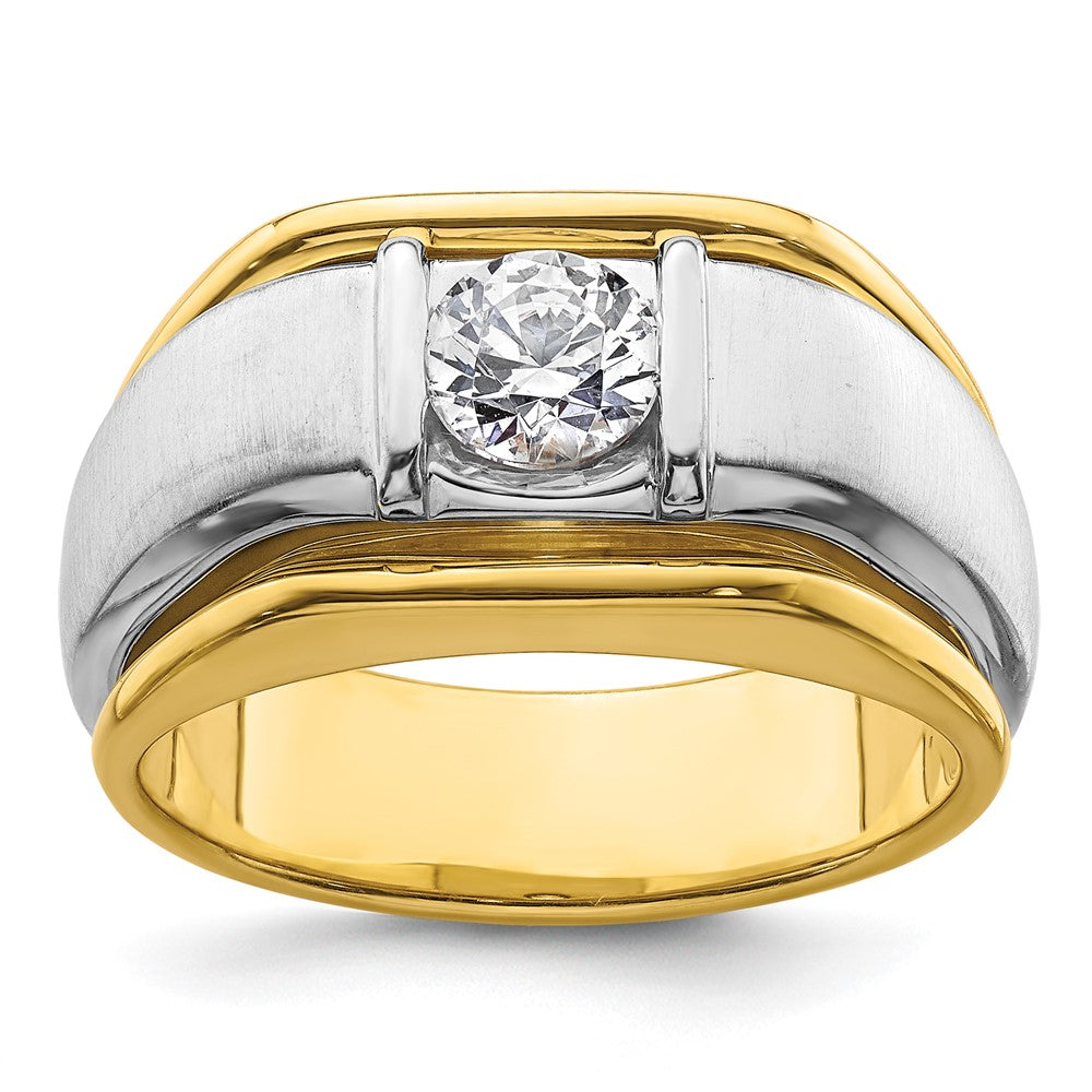 14K Bicolor Herrenring mit 0,75 ct. Labor-gezüchteten Diamanten VS/SI+ G+, poliert und satiniert